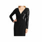 Ralph Lauren Women's Sequined Long-Sleeve Gown Black Size 4