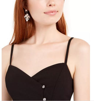 Trixxi Junior's Crystal Button Scuba Slip Dress Black Size 11