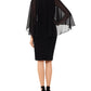 Xscape Women's Chiffon-Cape Embellished-Neck Dress Black Size 6