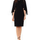 Xscape Women's Chiffon-Cape Embellished-Neck Dress Black Size 6