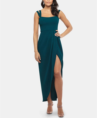 Xscape Women's Petite Double-Strap Gown Green Size 8P