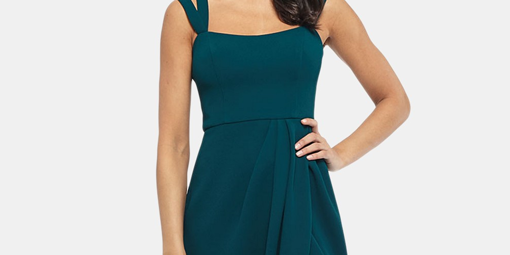 Xscape Women's Petite Double-Strap Gown Green Size 8P