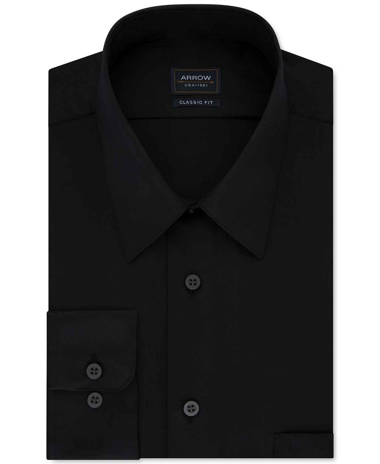Arrow Men's Classic-Fit Non-Iron Dress Shirt Black Size 15-32-33