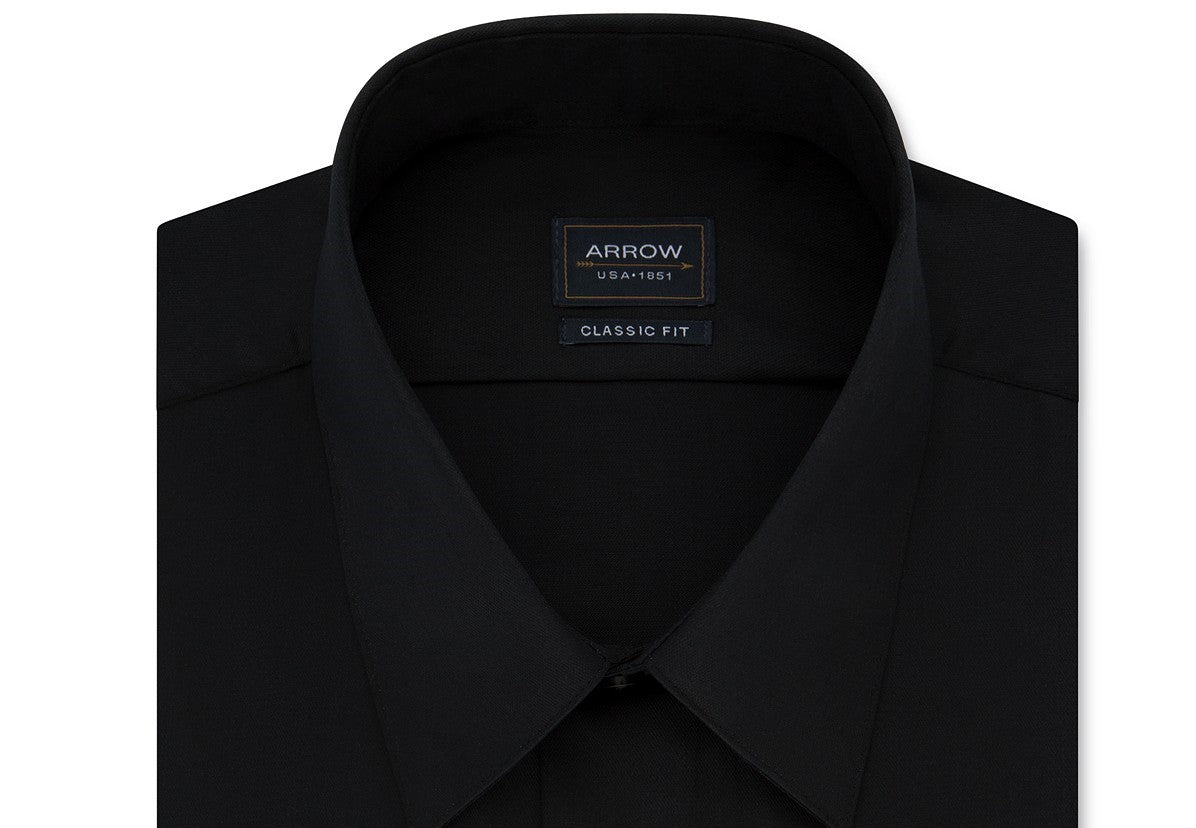 Arrow Men's Classic-Fit Non-Iron Dress Shirt Black Size 15-32-33