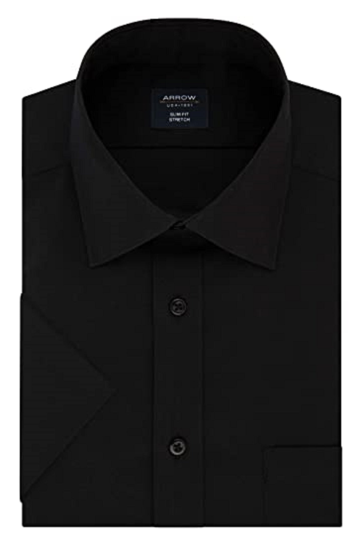 Arrow Men's Fitted Spread-Collar Dress Shirt Black Size 32X33