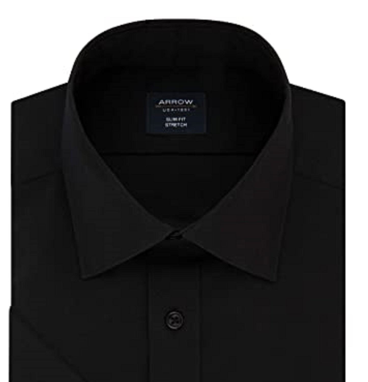 Arrow Men's Fitted Spread-Collar Dress Shirt Black Size 32X33