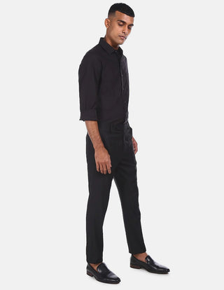 Arrow Men's Fitted Spread-Collar Dress Shirt Black Size 15.5x32-33