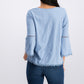Style & Co Women's Petite Crochet-Trim Lantern-Sleeve Top  Blue Size PP