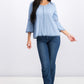 Style & Co Women's Petite Crochet-Trim Lantern-Sleeve Top  Blue Size PP