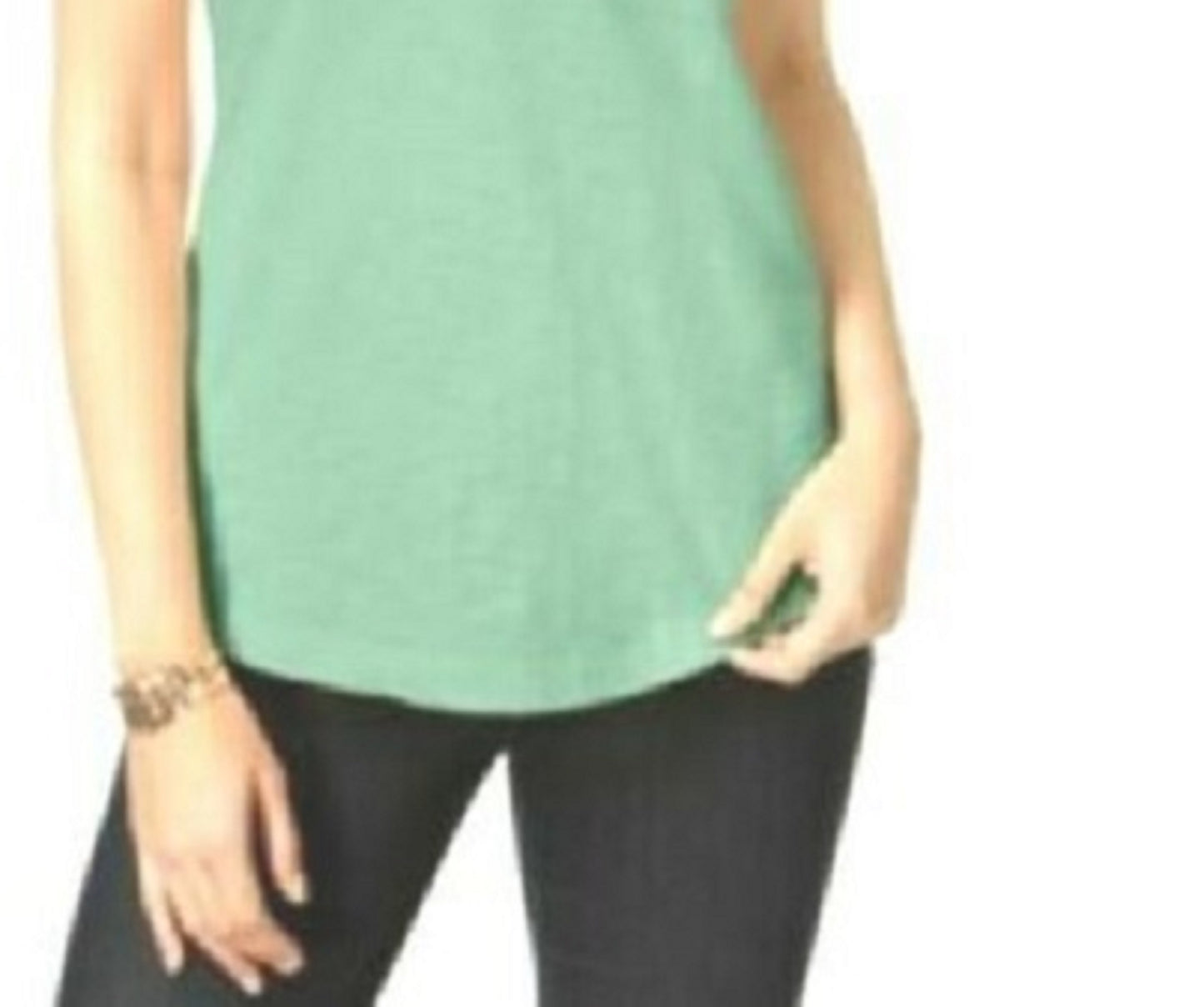 Style & Co Women's Petite V-Neck Pocket T-Shirt Sweet Mint Size Medium