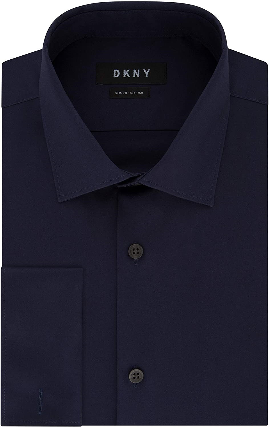 DKNY Men's Slim-Fit Stretch Solid Dress Shirt Blue Size 34X35