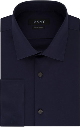 DKNY Men's Slim-Fit Stretch Solid Dress Shirt Blue Size 34X35