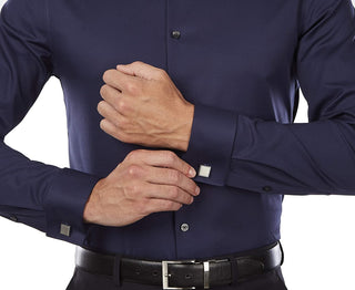 DKNY Men's Slim-Fit Stretch Solid Dress Shirt Blue Size 34X35