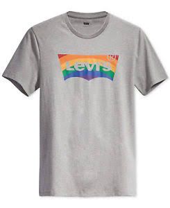 Levi's Women's Cotton Rainbow Logo Graphic T-Shirt Gray Size Large