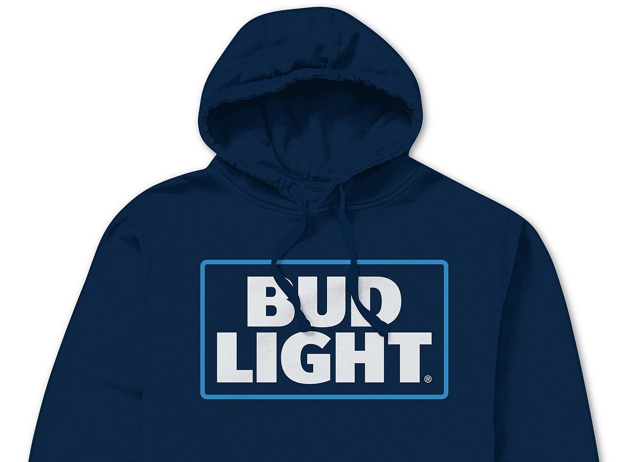 Bud Light Logo Men's Hoodie Navy Size Extra Large