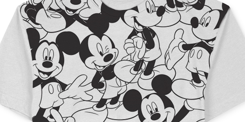 Repeating Mickey Mouse Men's T-Shirt By Jem White Size Large