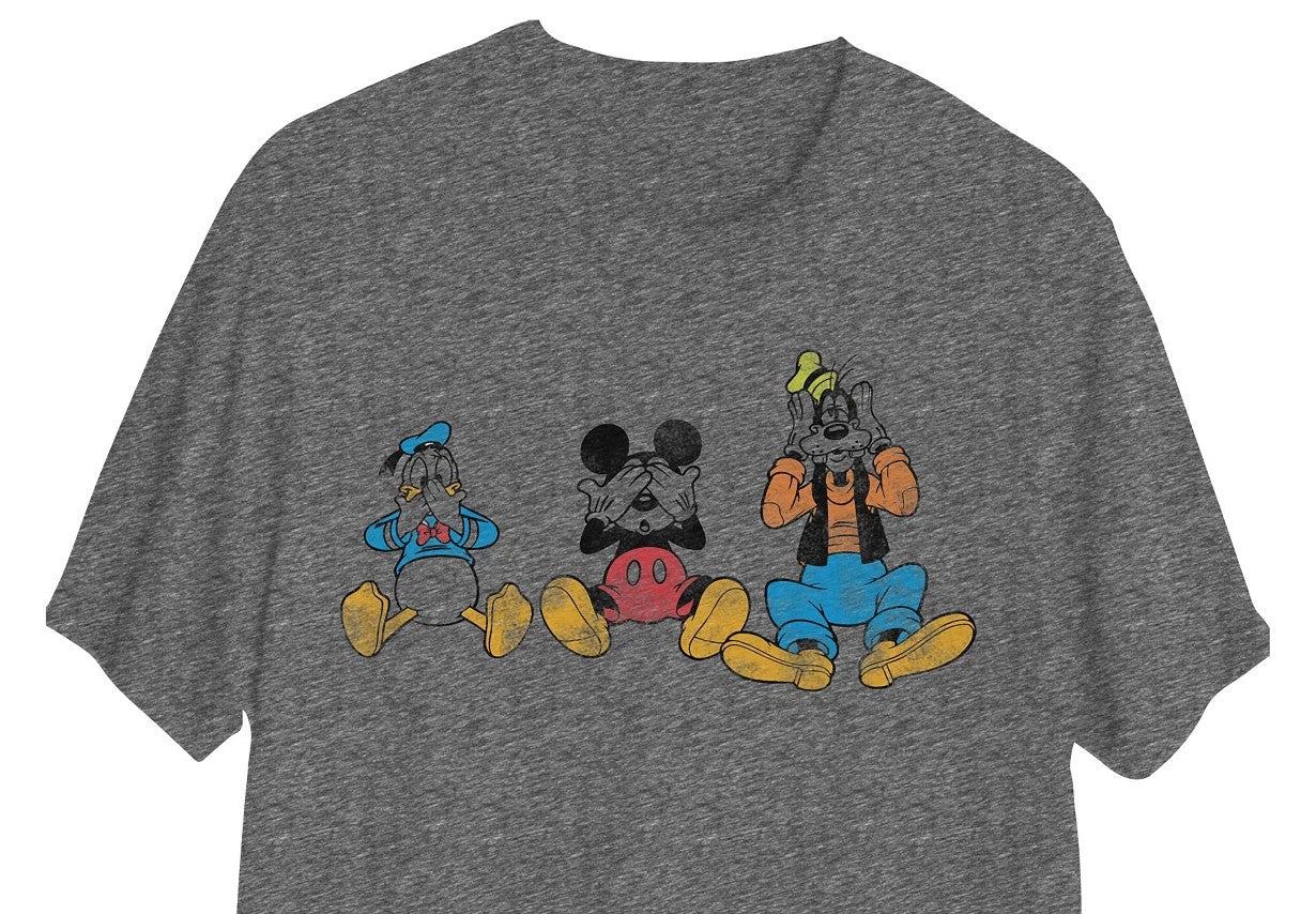 Hybrid Men's Group Mickey Short Sleeve Graphic T-Shirt Gray Size X-Large