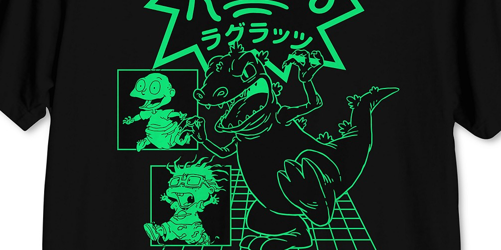 Reptar Rugrats Men's Graphic T-Shirt Black Size XX-Large