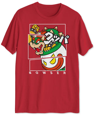 Fragmented Bowser Men's Graphic T-Shirt Red Size Extra Large