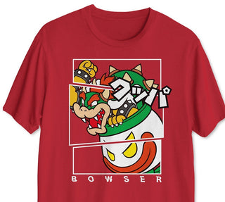 Fragmented Bowser Men's Graphic T-Shirt Red Size Extra Large