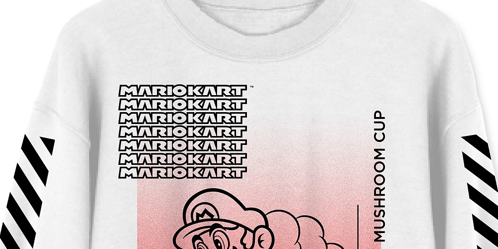 Hybrid Men's Mario Mushroom Champ Graphic Sweatshirt White Size Large