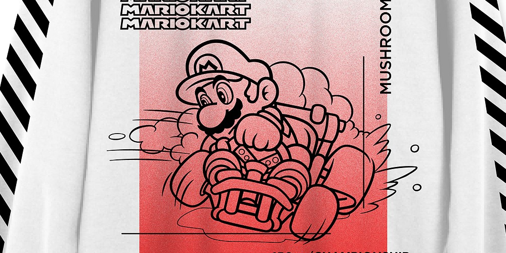 Hybrid Men's Mario Mushroom Champ Graphic Sweatshirt White Size Large