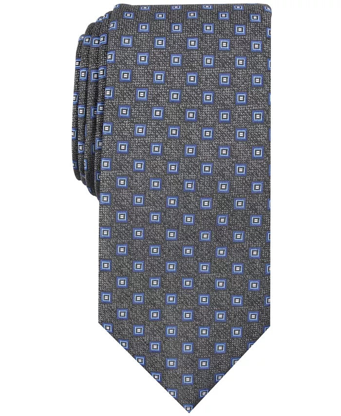 Perry Ellis Men's Charcoal Kilton Neat Geometric Neck Tie Silk  Charcoal Size Regular
