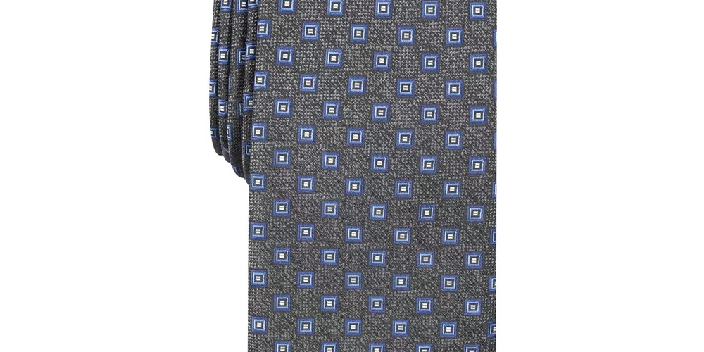 Perry Ellis Men's Charcoal Kilton Neat Geometric Neck Tie Silk  Charcoal Size Regular