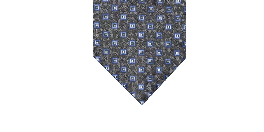 Perry Ellis Men's Charcoal Kilton Neat Geometric Neck Tie Silk  Charcoal Size Regular