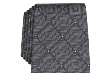Perry Ellis Men's Burr Classic Geo Grid Tie Black Size Regular
