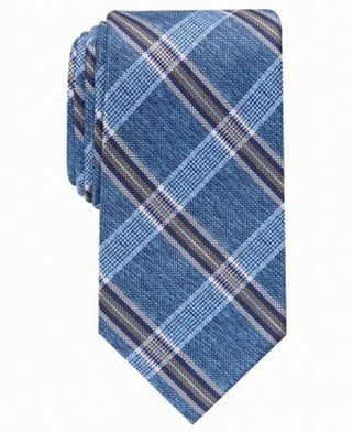 Perry Ellis Men's Dover Plaid Tie Navy Size Regular