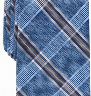 Perry Ellis Men's Dover Plaid Tie Navy Size Regular
