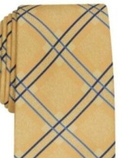 Perry Ellis Men's Denner Classic Plaid Tie Gold Size Regular