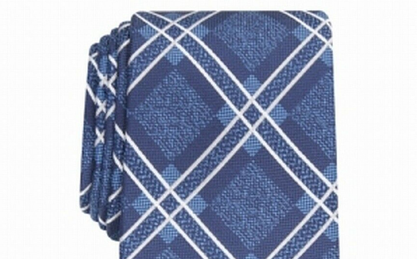 Perry Ellis Men's Denner Classic Plaid Tie Navy Size Regular