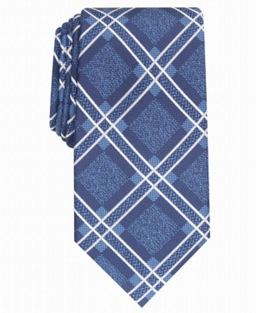 Perry Ellis Men's Denner Classic Plaid Tie Navy Size Regular