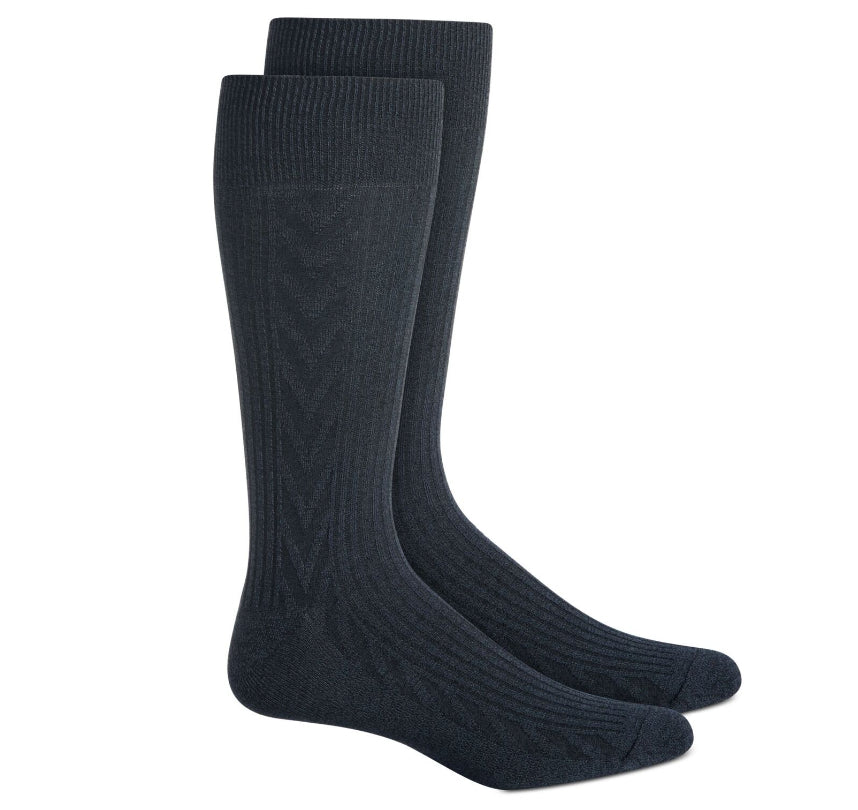 Perry Ellis Men's Textured Chevron Socks Gray Size Regular