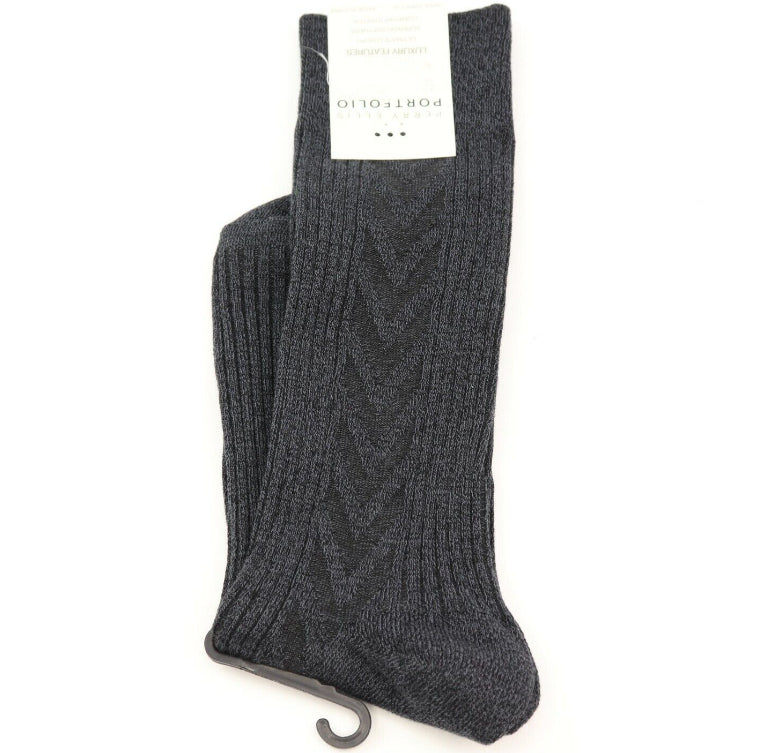 Perry Ellis Men's Textured Chevron Socks Gray Size Regular