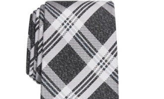 Perry Ellis Men's Duxbury Plaid Tie Black Size Regular