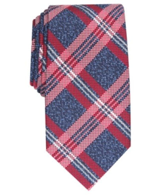Perry Ellis Men's Duxbury Plaid Tie Red Size Regular