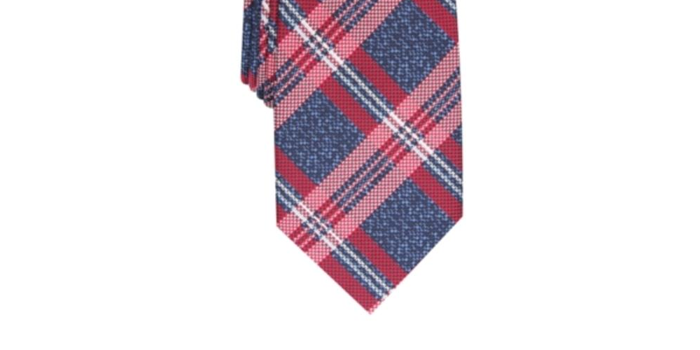 Perry Ellis Men's Duxbury Plaid Tie Red Size Regular