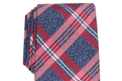 Perry Ellis Men's Duxbury Plaid Tie Red Size Regular