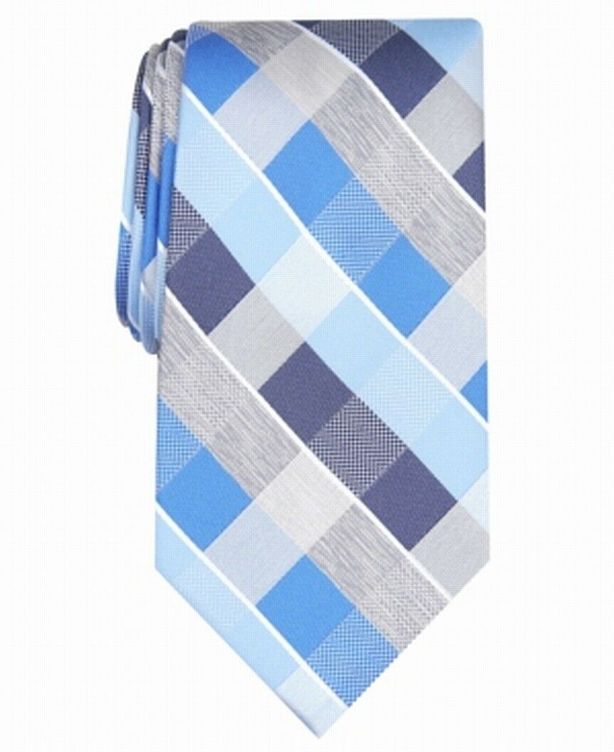 Perry Ellis Men's Oxford Classic Plaid Tie Navy Size Regular