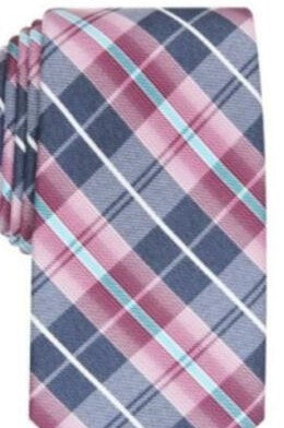 Perry Ellis Men's Dever Classic Plaid Tie Med Purple Size Regular