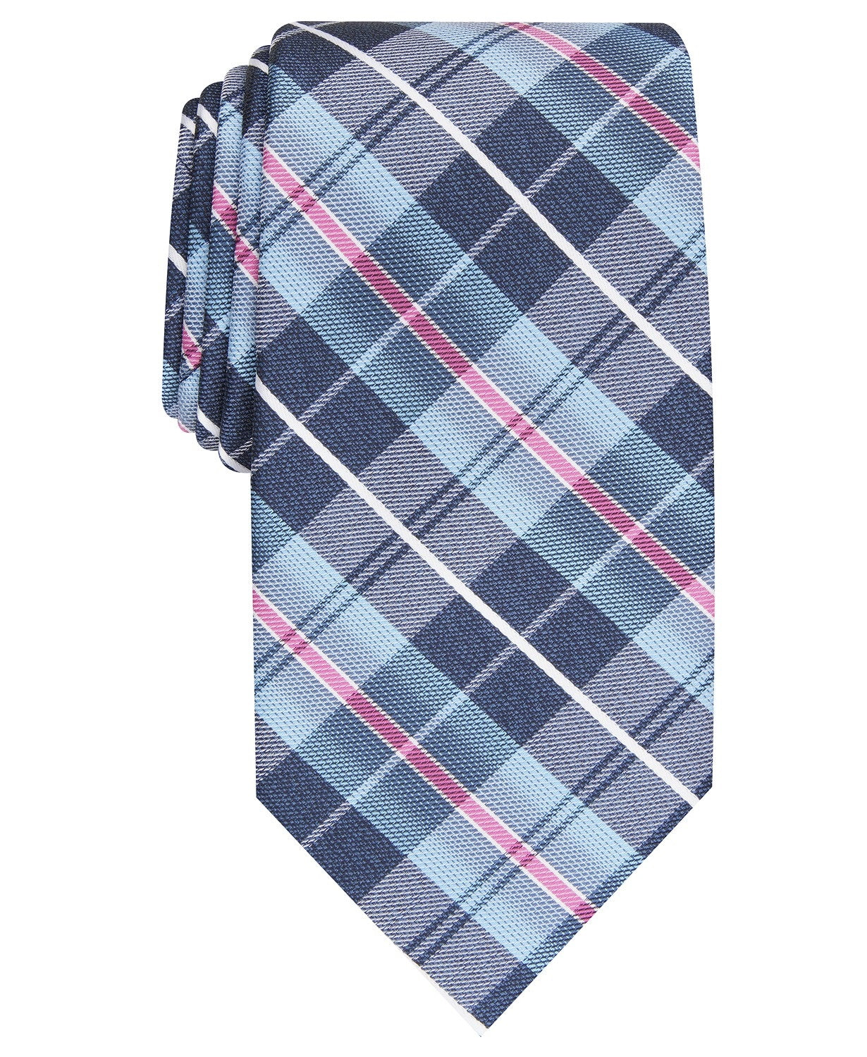Perry Ellis Men's Dever Classic Plaid Tie Navy Size Regular