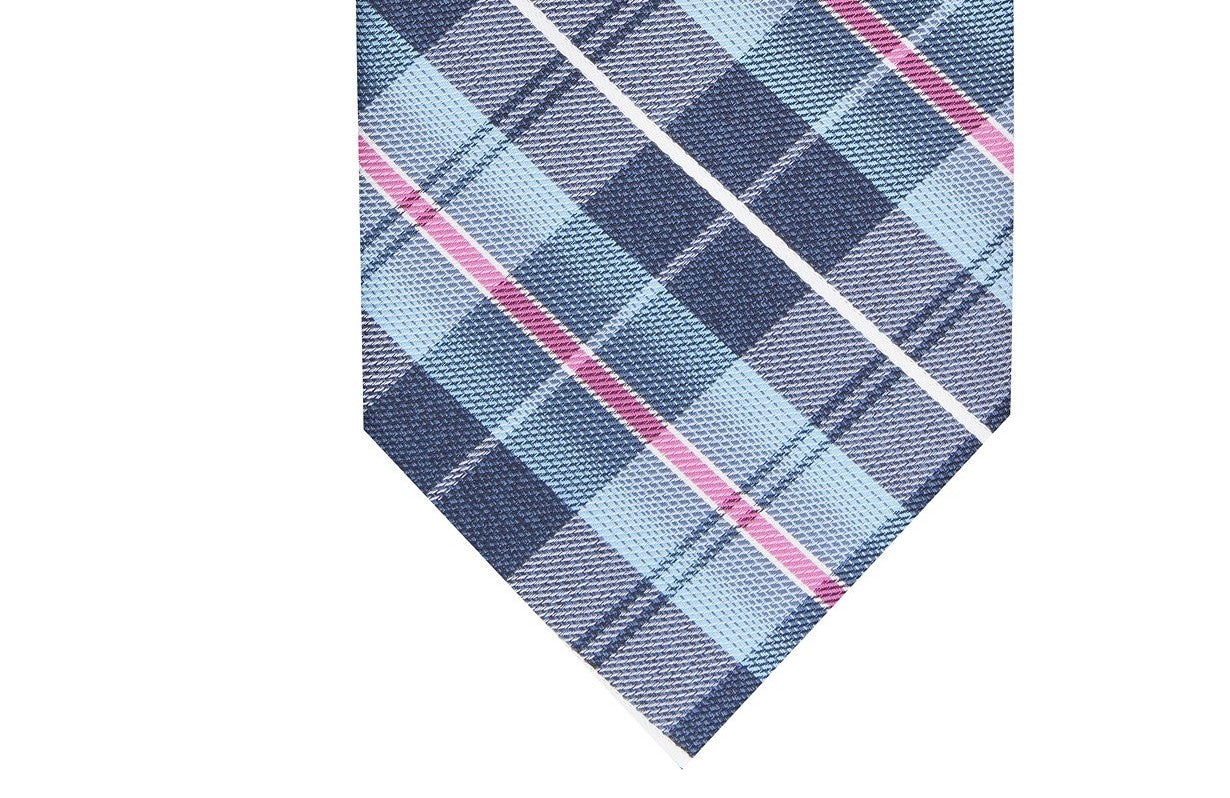 Perry Ellis Men's Dever Classic Plaid Tie Navy Size Regular
