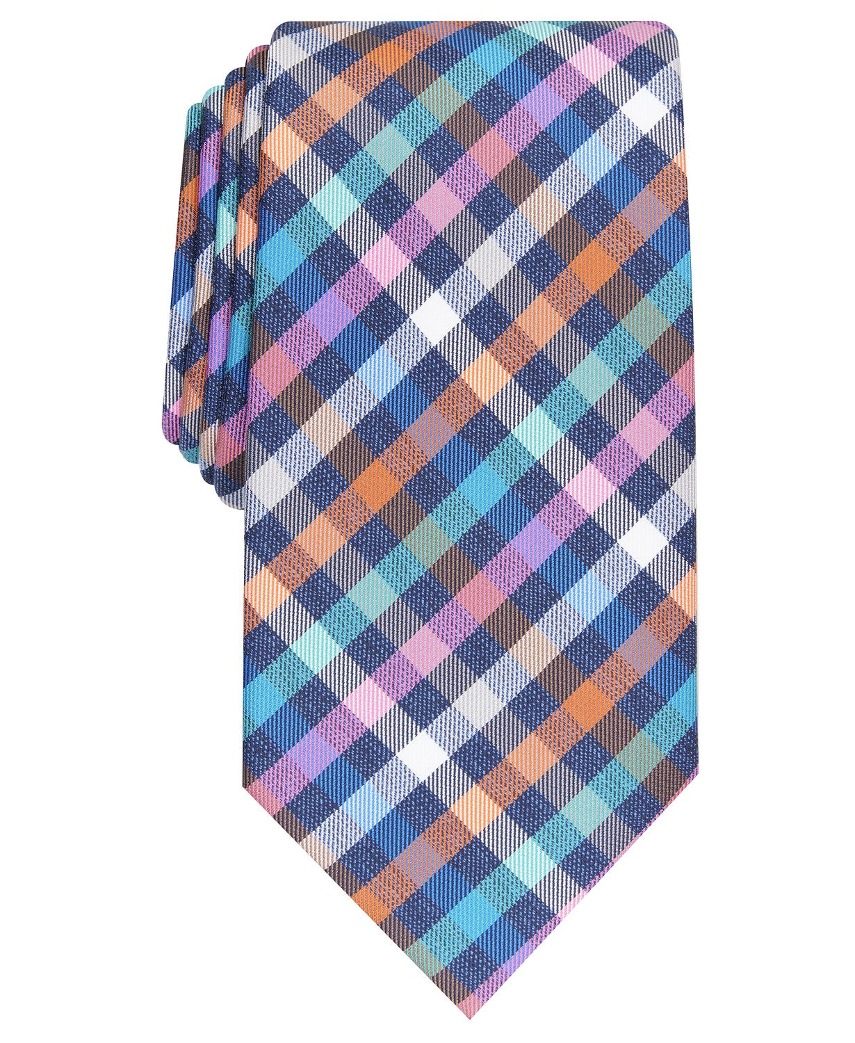 Perry Ellis Men's Maybury Classic Plaid Tie Navy Size Regular