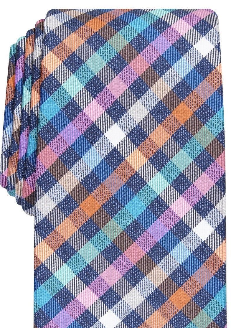 Perry Ellis Men's Maybury Classic Plaid Tie Navy Size Regular