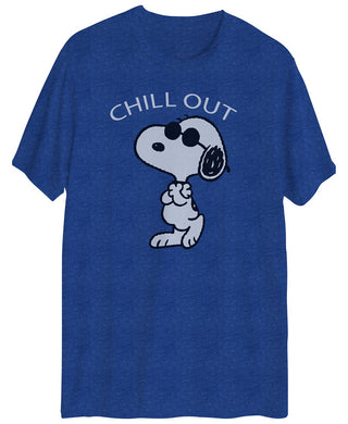 Hybrid Men's Snoopy Chill Out Graphic Short Sleeves T-Shirt Blue Size Small