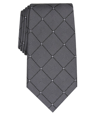 Perry Ellis Men's Burr Classic Geo Grid Tie Gray One Size
