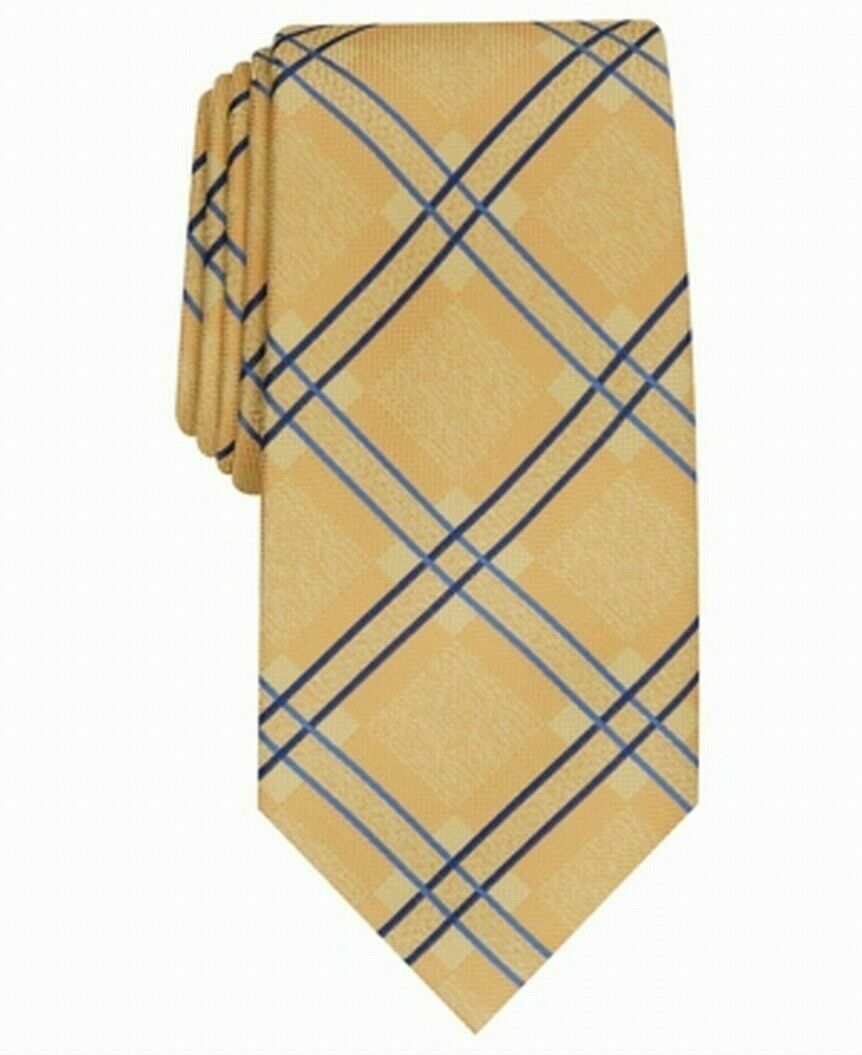 Perry Ellis Men's  Denner Classic Plaid Tie Yellow One Size